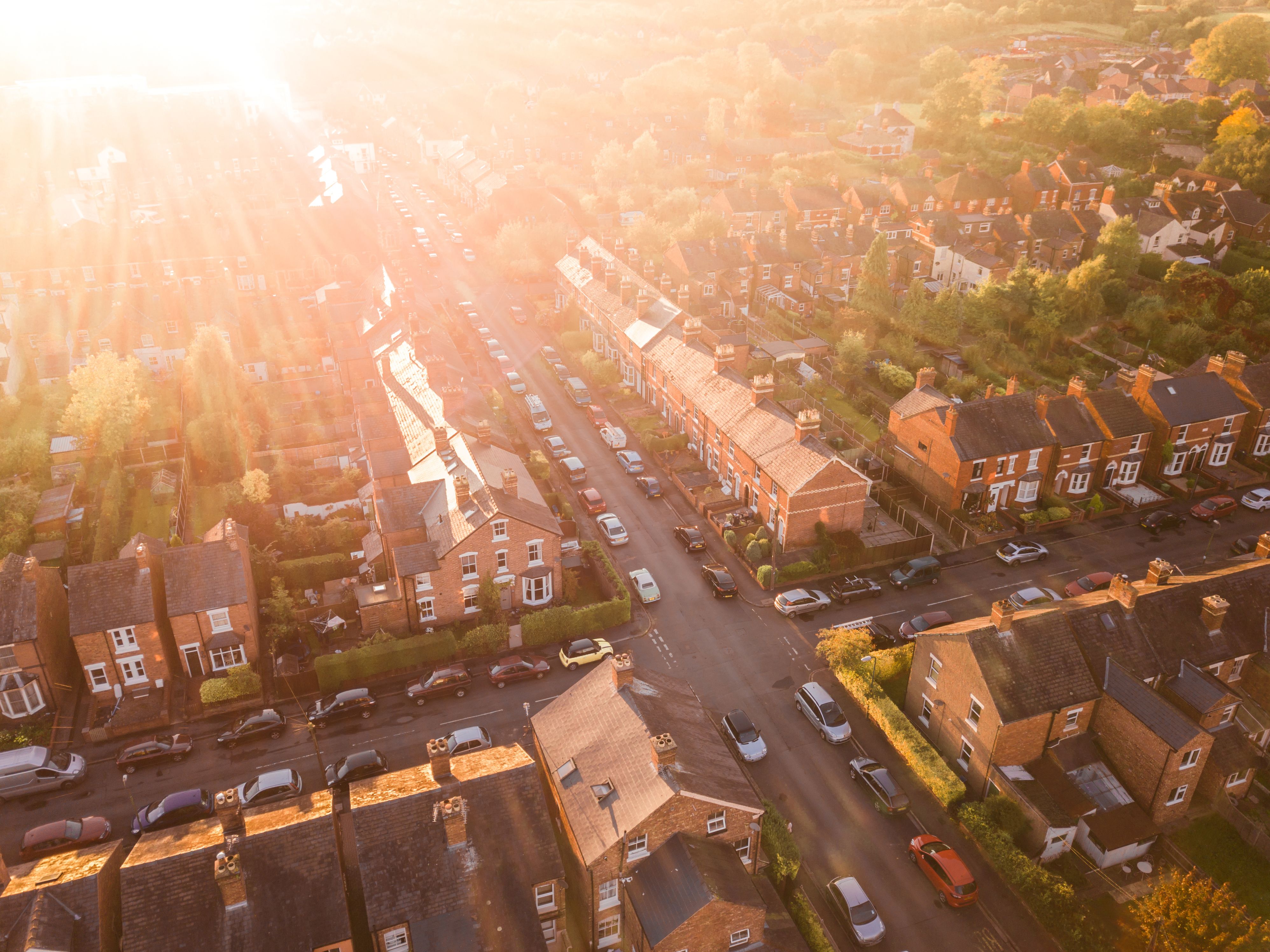 Sunset over houses